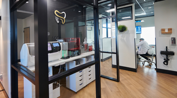 lobby of a dental office, designed with the help of Patterson Dental